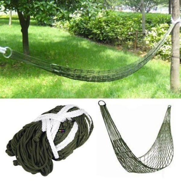 Hammock - TRIXES - Mini Nylon - Militärgrön - Lätt och kompakt - 1 person armégrönt