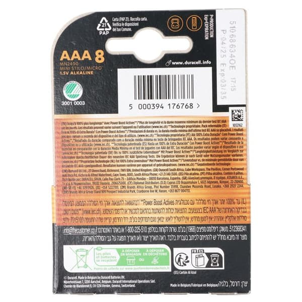 Duracell Plus Power Boost Batteri LR3 (AAA) alkaliska 1.5 V 8 st