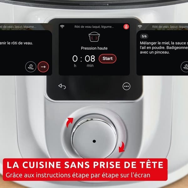 Moulinex Cookeo Infinity, Luftfritös + tryckkokare, Utan blandningsblad, 16 program VIT