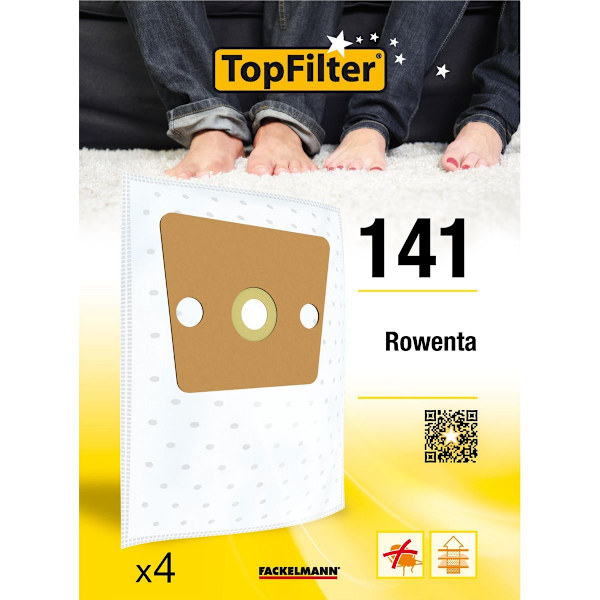 Dammsugarpåse - Rowenta - TopFilter Premium - Paket med 4 - Hög kapacitetsfiltrering - Syntetiskt material