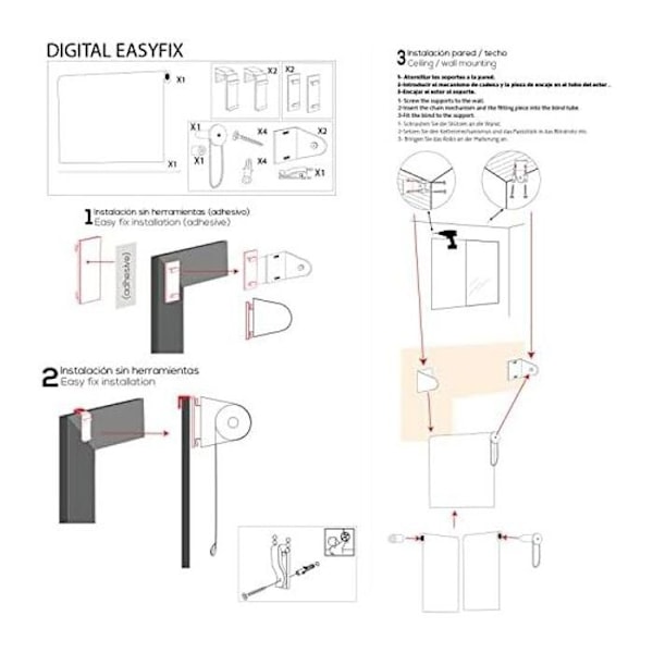 EasyFix tryckt persienn - Persienn UTAN VERKTYG Storlek 50x150 - Persienn UTAN BORR Färg stillbild | BLINDECOR