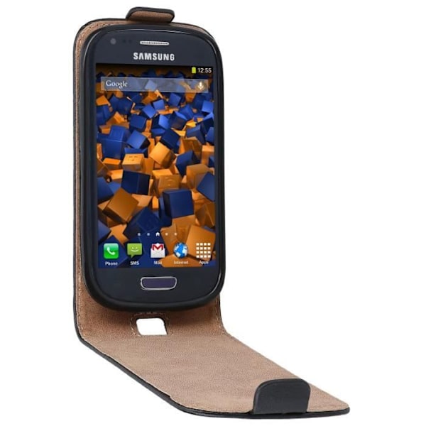 Mumbi Läder Flip Fodral till Samsung Galaxy S3 Mini Svart