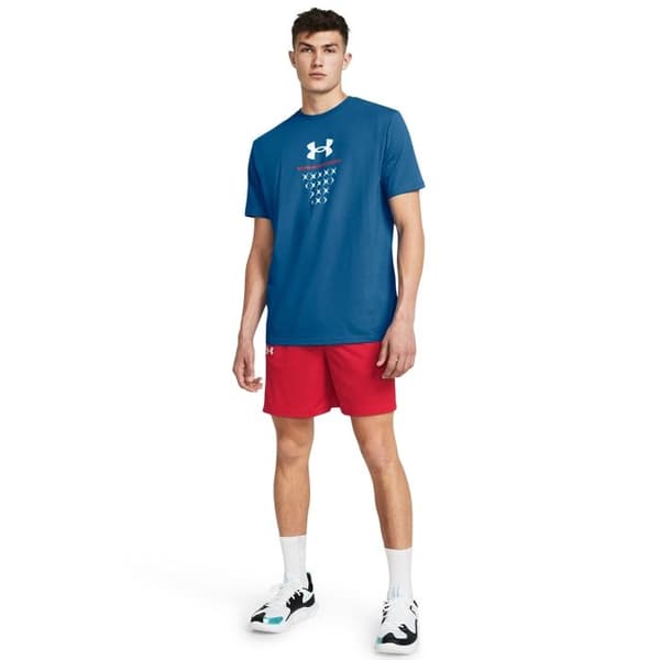 Basketshorts - UNDER ARMOUR - Baseline Zone 7 - Röd - Andningsbar - Elastisk midja röd/vit/vit XL
