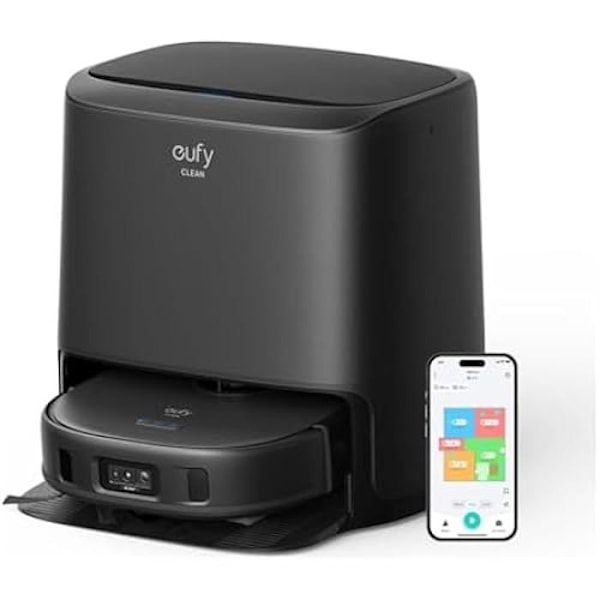 Robotdammsugare - EUFY - Clean X9 Pro - Sugkraft 5500 Pa - 2 moppar - Automatisk rengöring Svart