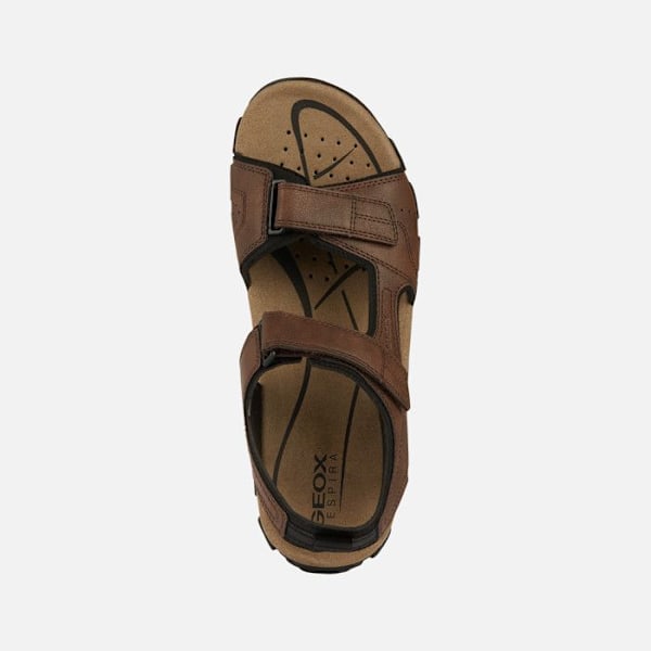 Sandaler - Geox - Strada - Mörkbrun - Läder - Platt mörkbrun 39