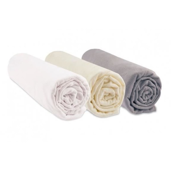 Lakan - EASY DORT - 70x140 cm - 100% ekologisk bomull - Set om 3 - Hasselnöt, vit, ecru färger hasselnöt, vit, ecru