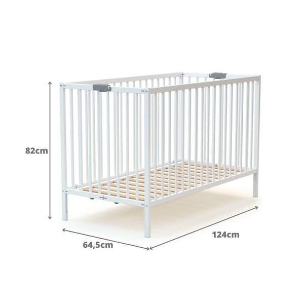 Fällbar spjälsäng - 60 x 120 cm - WEBABY - FLEX - Vit VIT