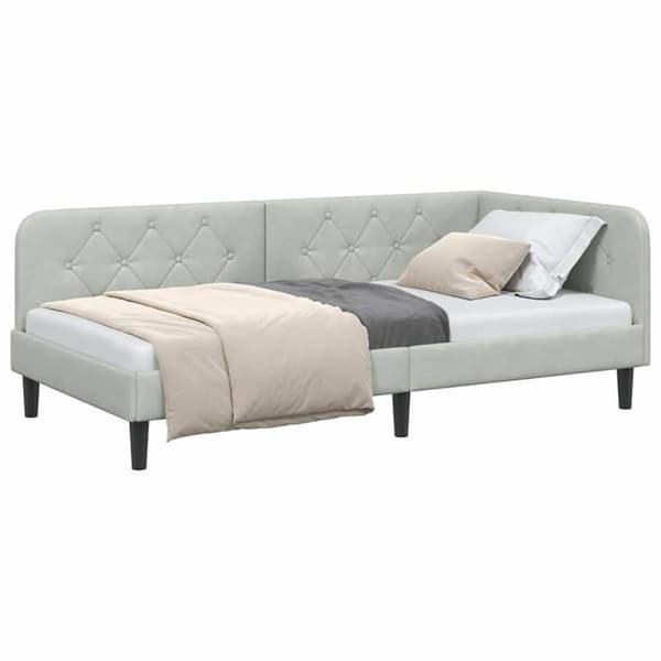Vinkelsängram i sammet - vidaXL - Ljusgrå - 100x200 cm - L-formad design - Mångsidig bäddsoffa Ljusgrått