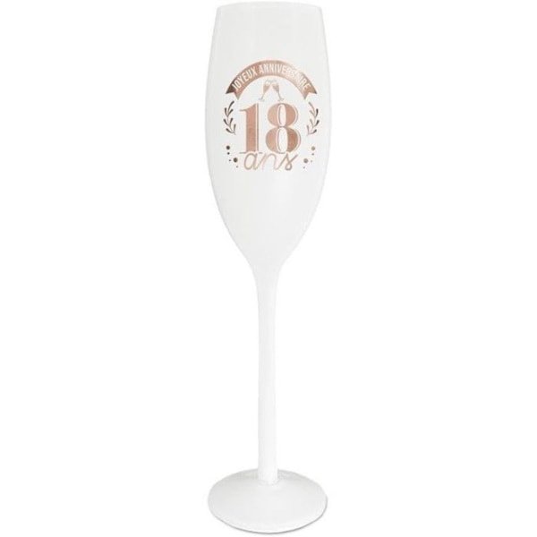 Flöjt - STC - 18-årsdag - Färgat glas - Kopparreflektioner - Tål maskindisk Vit, Rosa, Koppar