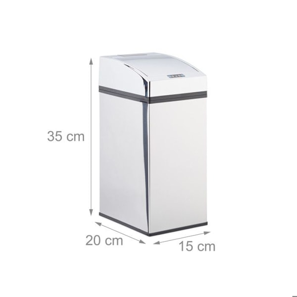 Relaxdays Sensor Papperskorg i Rostfritt Stål, Automatisk Lock, Hink, hygienisk, 7L, batteridriven, olika storlekar, silver. silver, svart