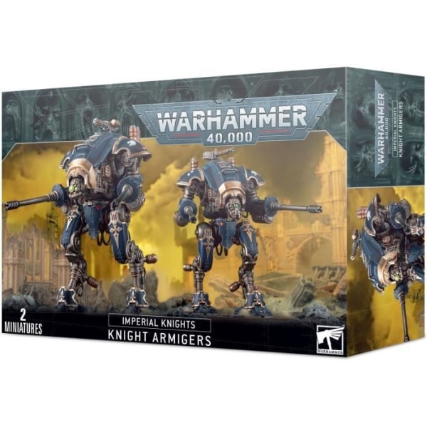 Games Workshop Warhammer 40k statyett - Imperial Knights Armiger Knights - grå/guld - TU