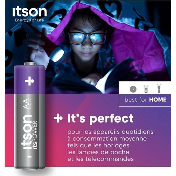 Pack med 8 Alkaliska Batterier LR6/AA 1,5V ItsPOWER