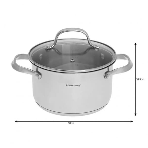 Gratäng - King Hoff - KB-7212 - 2,5 L - rostfritt stål - lock av härdat glas Grå