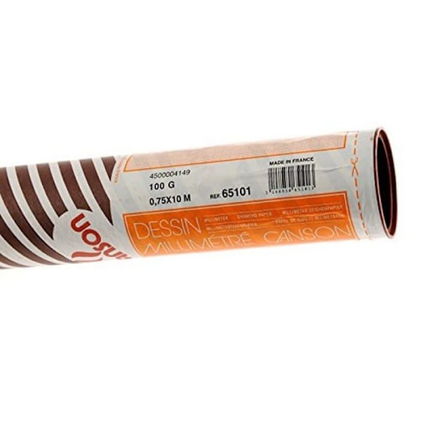 Grafpapper - Canson-specifikt papper - 200065101 - Rulle med millimeterpapper - 0,75 x 10 m - 90g/m
