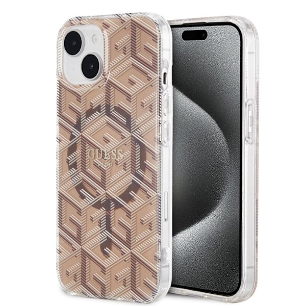 Skal för iPhone 15 / iPhone 14 / iPhone 13 - Guess IML GCube MagSafe (GUHMP15SHGCUSTGW) - Brun