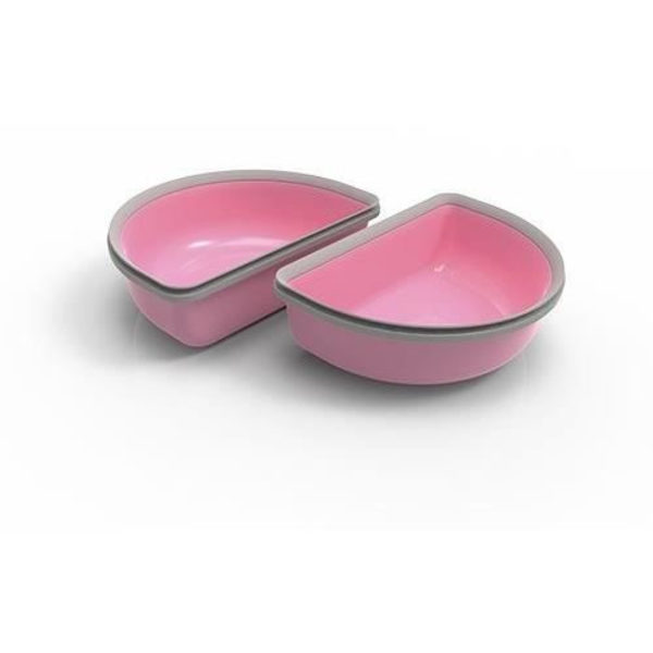SUREFEED Set med 2 halva skålar för matdispenser - Rosa Rosa