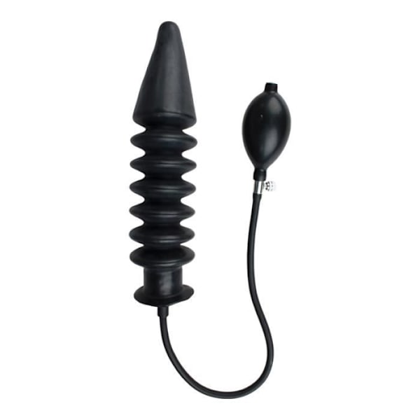 Analplugg - XR Brands - Uppblåsbar - Med handpump - Svart - Ribbad struktur Svart