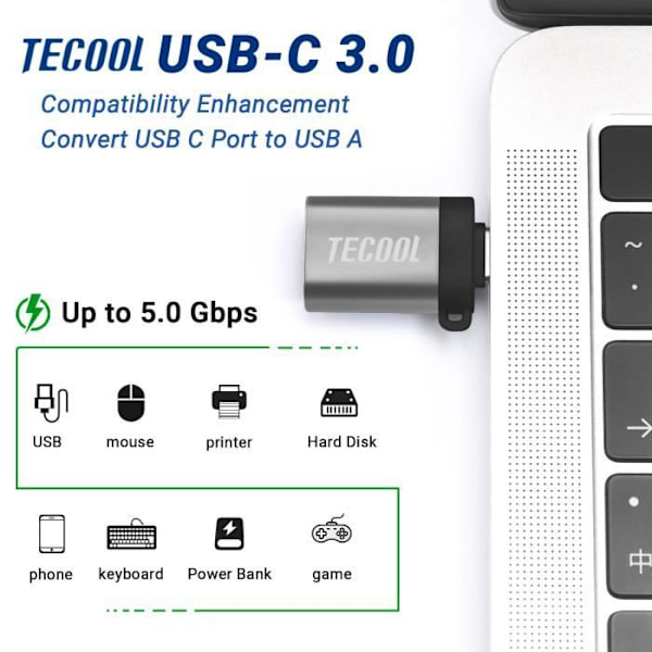 TECOOL MacBook Air 13 tum 2021 2020 2019 2018 A2337(M1) A2179 A1932 Touch ID-fodral, smalt hårt fodral + USB-C-adapter, genomskinlig