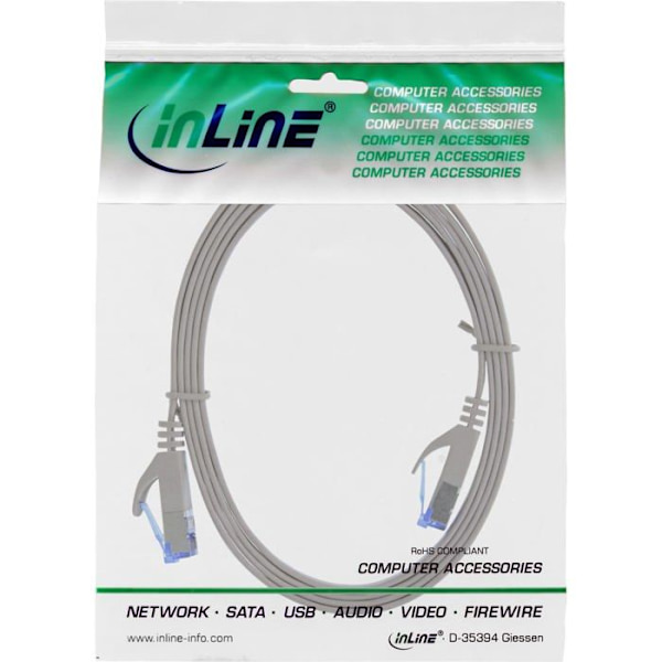 Kabel - nätverksadapter - telefoni Inline Cable Patch U/FTP Cat.6A Grå 1 m