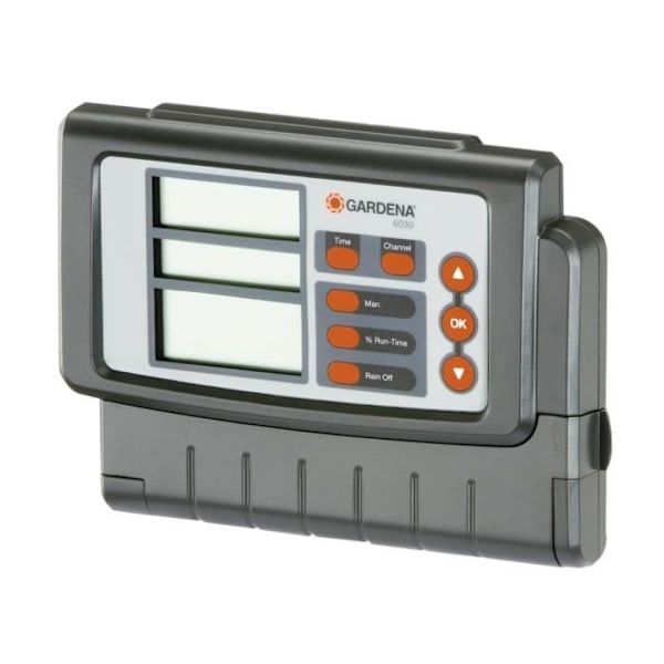 GARDENA Timer 6030 Classic – LCD-display – Centraliserat system – Inomhushus – Anslutning till 230V – (1284-20) Grå