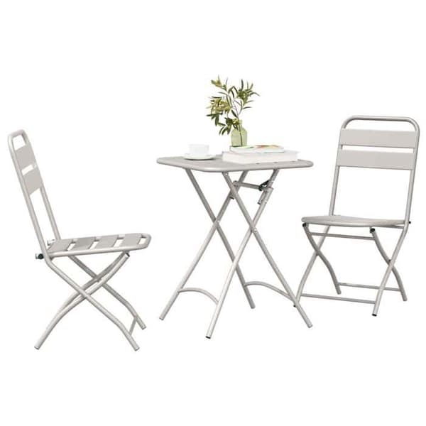 vidaXL Bistroset 3 delar Beige Stål 42002953