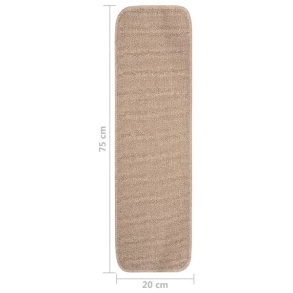 vidaXL Halkfria trappmattor 15 st 75x20cm Beige rektangulär beige