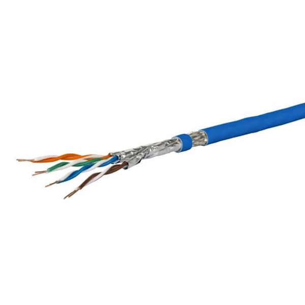 METZ nätverkskabel - Cat7a - 100m - S/FTP (S-STP) - Koppar AWG 22/1 - Blå