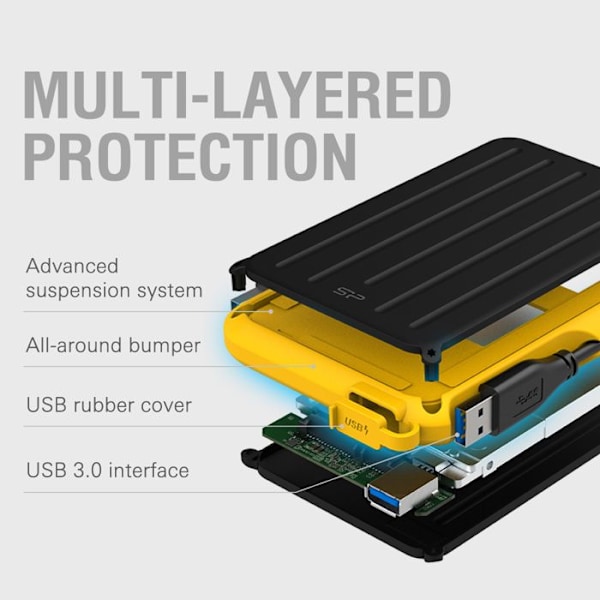 Extern hårddisk - Silicon Power - Armor A66 5To Blå - Stöt-tålig USB3.2
