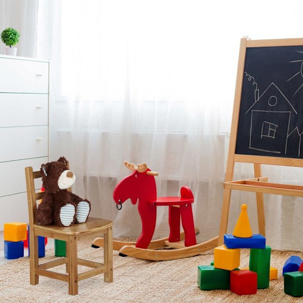 Relaxdays barnstol i bambu, RUSTICO, H x B x D: 50 x 28,5 x 28 cm, natur Naturlig