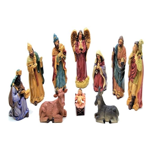 Tjänster 10 julsfigurer 12,5 cm. Julnattscenssbesättning, djurfigurer, Jesu födelse 3 kungar
