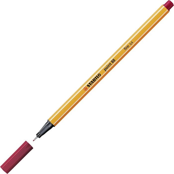 Stylo - Stabilo - Point 88 - Röd - Fin spets - 1 styck djupröd