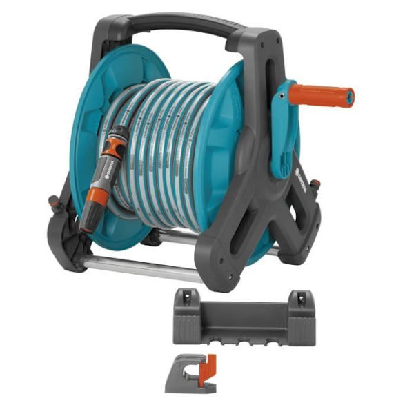 50 Klassisk utrustad bärbar och väggmonterad dispenser - GARDENA - 20m - Ø13mm - 2 i 1 verktyg - 5 års garanti Blå