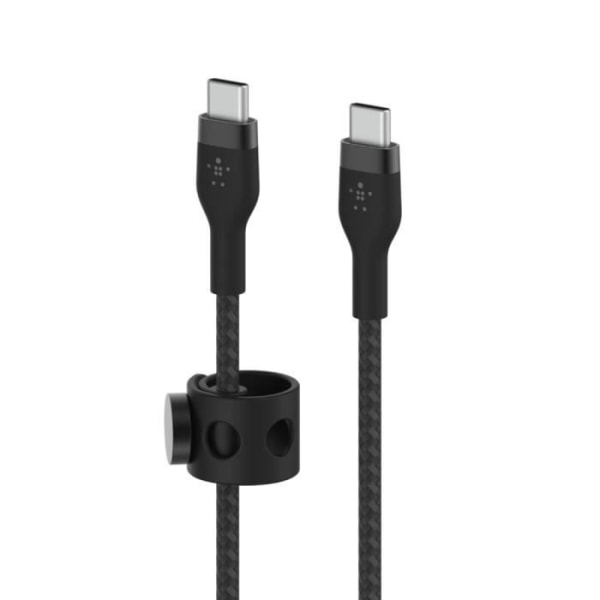 Belkin Boost Charge Pro Flex silikonflätad USB-C till USB-C-kabel (svart) - 3 m - Silic Laddnings- och synkroniseringskabel