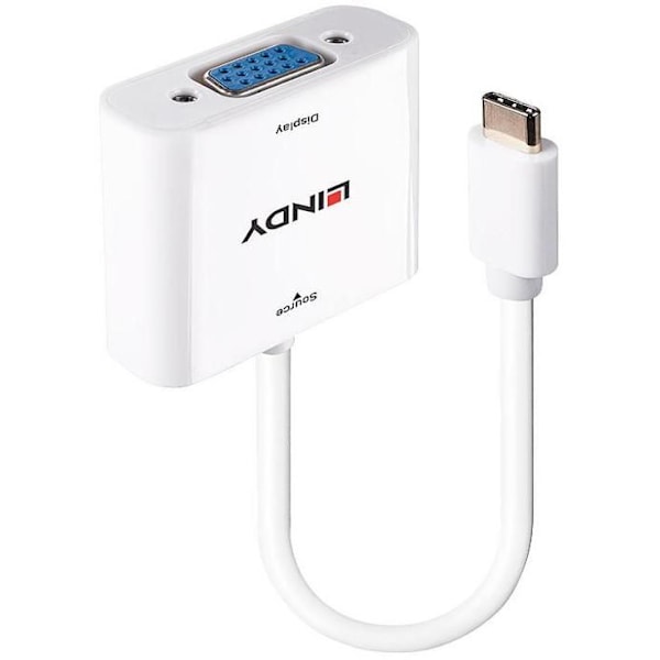 USB Typ C-konverter - LINDY - VGA - Vit - 2 års garanti - DisplayPort Alternativt läge