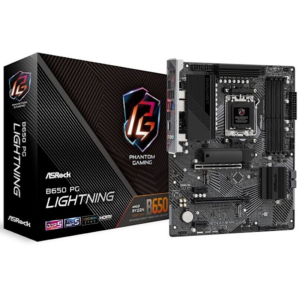 Moderkort - ASRock - B650 PG Lightning - Socket AM5 - 64 Go RAM - DDR5 SDRAM