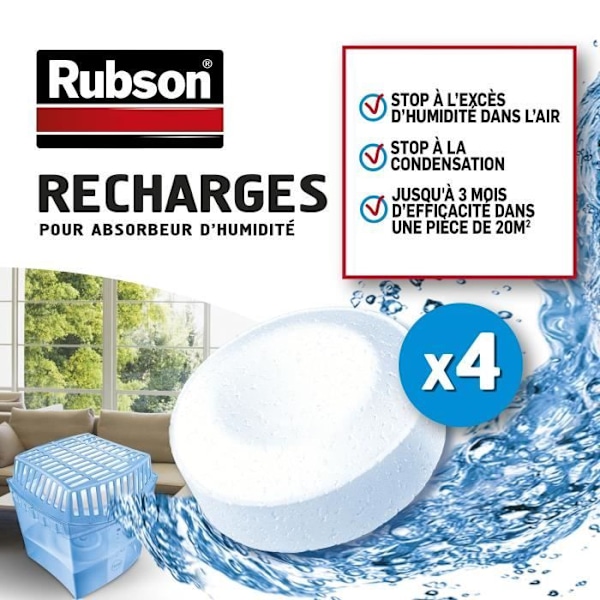 Återfyllning av fuktabsorbent Basic - paket med 4 tabletter Vit