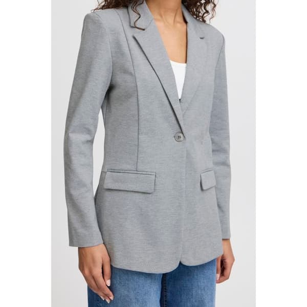 Lång blazer dam ICHI Kate BL4 — grå, elegant och tidlös passform gråmelerad jag
