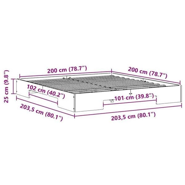vidaXL Sängram Brun 200 x 200 cm 873018