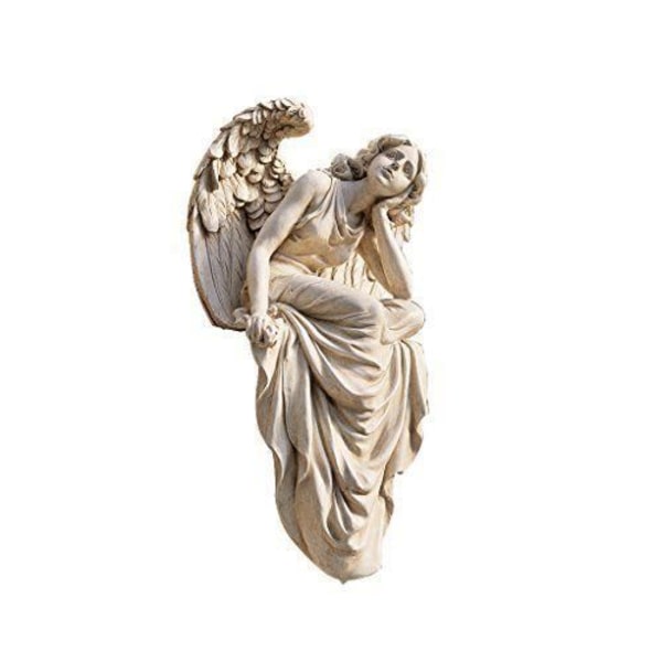 Skulptur - Design Toscano - Vilande ängel - Benvit - 26,5 x 18 x 47 cm - 2,75 kg Äggskal