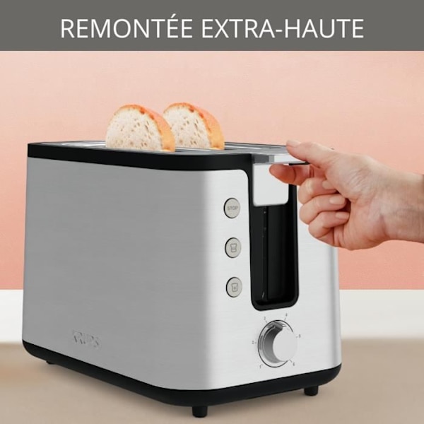 KRUPS Brödrost med 2 breda springor, rostfritt stål, 6 bryningsnivåer, uppvärmnings- och avfrostningsfunktion Control Line KH442D10