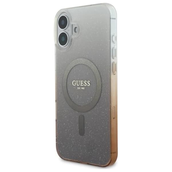 Coque Guess IML Glitter Gradient MagSafe för iPhone 16 (brun)
