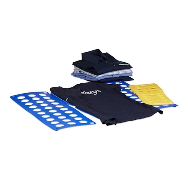 Relaxdays Set med 2 plattor Fickfolder Stor platta för att vika, A4 / A5-format, blå och gul blått, gult