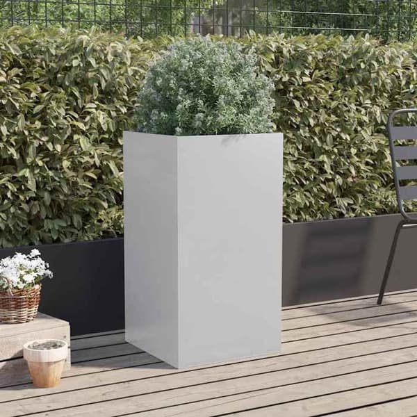 Planteringslåda - Silverfärgad - 42x38x75 cm - Galvaniserat stål - Rektangulär - Hållbar Silver
