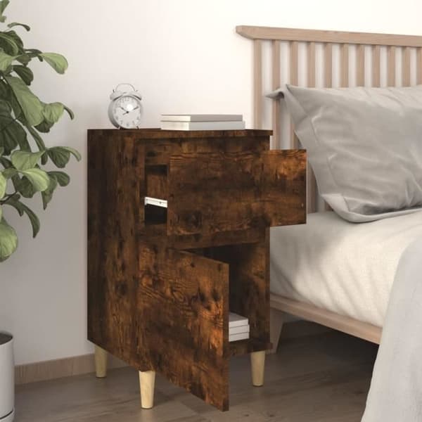 vidaXL Sängbord 2 st Rökt Ek 40x35x70 cm 819703