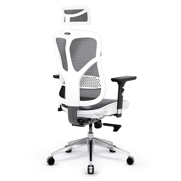 Diablo V-Basic Ergonomic Office Chair 3D Andas Mesh Justerbara Armstöd (Vit-Grå) Vit grå