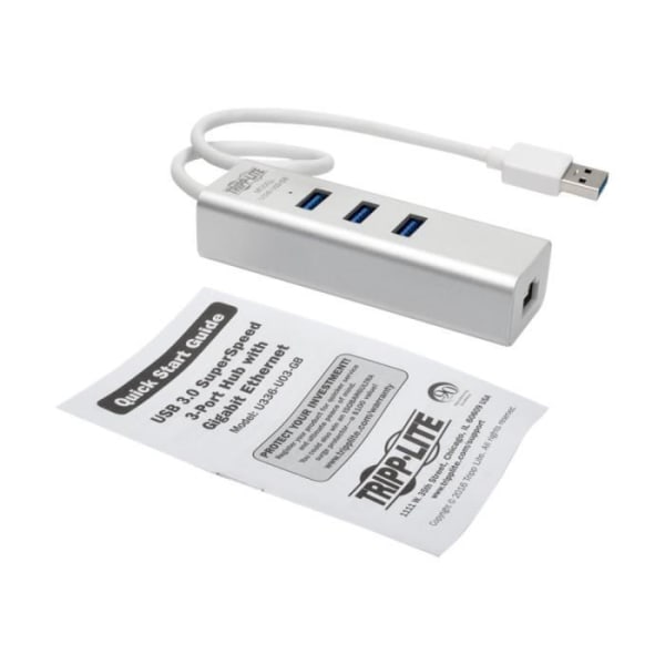 Tripp Lite Tripp USB 3.0 SuperSpeed till Gigabit Ethernet NIC nätverksadapter med 3-portars USB-hubb USB 3.0 Gigabit...