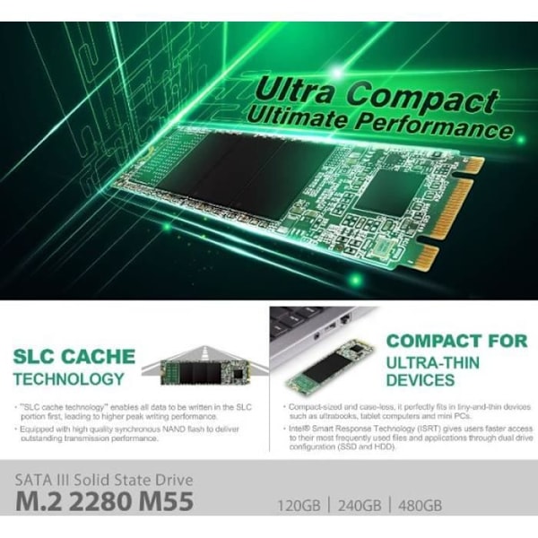 Intern SSD - 128 GB - M.2, Ace A55, 3D TLC NAND, SLC Cache - Max 560/530 Mb/s