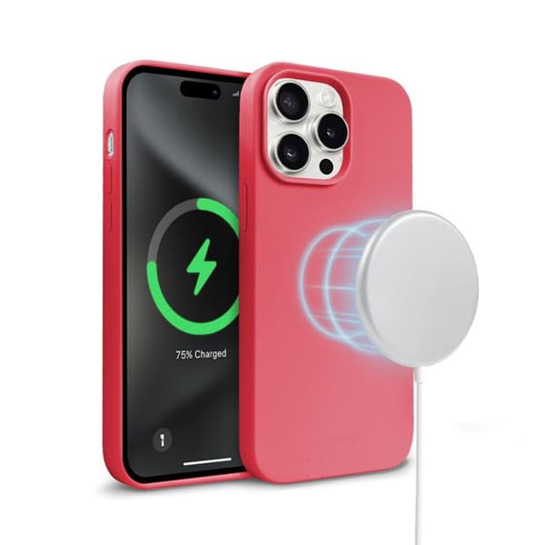 Telefonfodral - Crong - iPhone 15 Pro Max - Rosa - Mjuk - Stötsäker MagSafe Ros