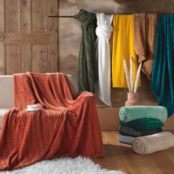 Rutig flanell enhet "Arya" 180x220cm Blå Blå