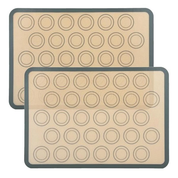 Intirilife 2x Återanvändbara Silikonbakplattor för Makron i Grå-Brun 42 x 29,5 cm - Bakredskap Grå